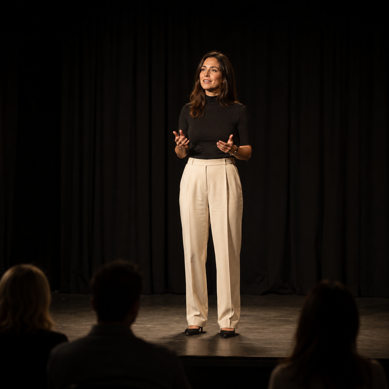 Speaker on a client-provided stage